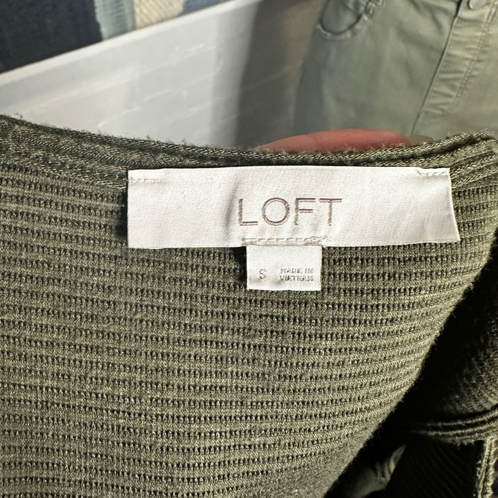 Loft Green Horizontal Ribbed Tank Top with Front Tie - Picture 9 of 9
